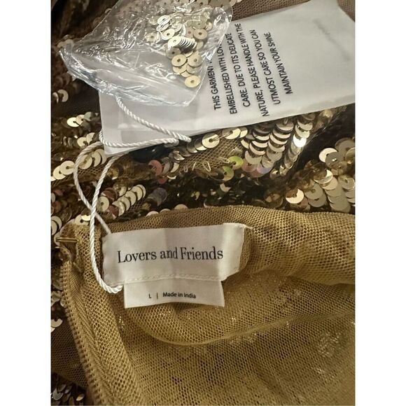 Lovers + Friends Women's Sequin Lux Mini Dress Gold Size Large - Picture 5 of 11